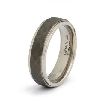 6 mm Titanring mit silberner und schwarzer Oberfläche - Duplus Silver Black